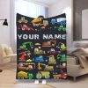 Chăn nhung mặt bích xe xây dựng tùy chỉnh tên – In máy xúc, xe tải, decor nhà, sofa ngủ 7