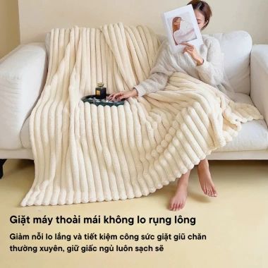 Chăn Nhung Moonly Lông Thỏ 2 Lớp Mềm Mại Ấm Áp Nhỏ Gọn Văn Phòng Giá 59.000₫ 5