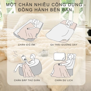 Chăn nhung tuyết kẻ tăm chăn văn phòng 2x2m Siêu mềm mịn nhiều màu, giá 197.600 VND 9