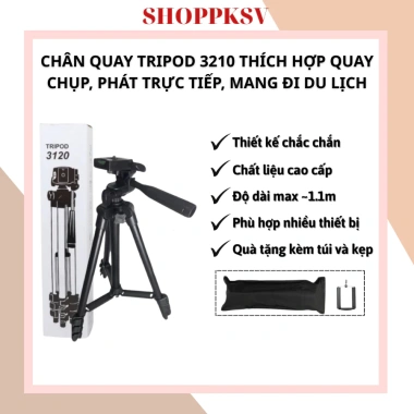 Chân quay điện thoại tripod 3.120/3.120A - Khung đen chắc chắn kèm kẹp