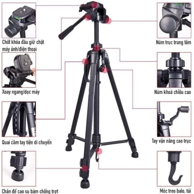 Chân Quay Điện Thoại Tripod 360 Hợp Kim Nhôm, Kèm Túi Đeo va Remote 199.000đ 5