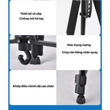 Chân Quay Điện Thoại Tripod F3.520 khung nhôm cao cấp 145cm - Tặng 1 Kẹp Điện Thoại, Giá chỉ 233.000đ 4