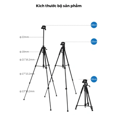 Chân quay máy ảnh tripod điện thoại iCheco CT88 chắc chắn, kèm túi đeo và kẹp, giá ưu đãi 65k