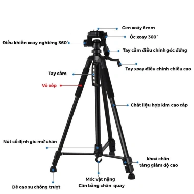 Chân quay tripod 3.520/360 cho điện thoại 360° livestream vững chắc 219.000 VND 3