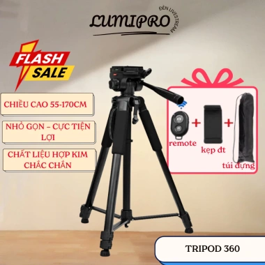 Chân Quay Tripod 360° Nhôm 60‑170cm – Bền, Quay 360° Cho Máy Ảnh & Điện Thoại
