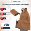 Chăn sưởi điện USB 8 miếng có pin, ấm dùng làm khăn choàng hoặc vỏ chân – 370.800₫