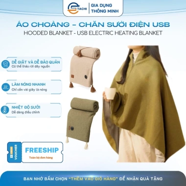 Chăn sưởi điện USB - áo choàng ấm cho văn phòng, du lịch, lao động 309.000₫