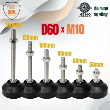 Chân tăng chỉnh Ren M10 Inox 304 đế nhựa cho cân điện tử, y tế, phòng sạch chỉ 23.375₫ 9