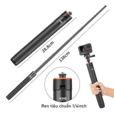 Chân tripod gậy selfie 1.38m cho Actioncam & điện thoại VRIG TP-21 Giá giảm 369k