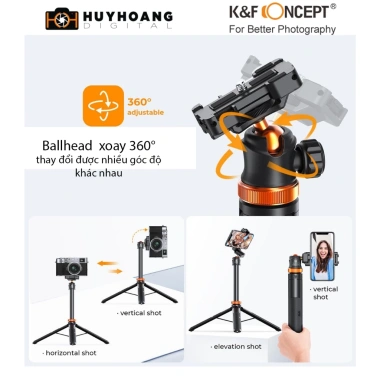 Chân Tripod K&F CONCEPT MS-08 cho máy ảnh, điện thoại, GoPro, Osmo Pocket, Insta360 X4 Giá 439.000₫ 5