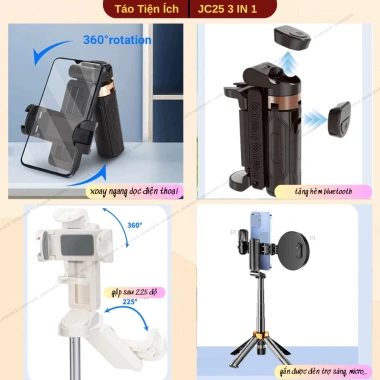 CHÂN TRIPOD MINI JC25 3 IN 1 Gậy Selfie Bluetooth Đèn Trợ Sáng 167.500 VND 5