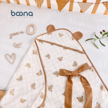 Chăn ủ Xô Muslin BOONA 4 lớp có mũ cao cấp, mềm mại cho bé - Giá chỉ 179.000đ