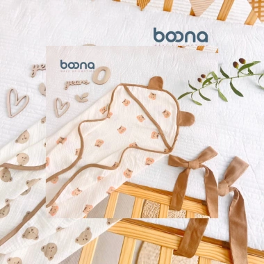 Chăn ủ Xô Muslin BOONA 4 lớp có mũ cao cấp, mềm mại cho bé - Giá chỉ 179.000đ