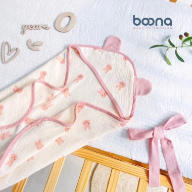 Chăn ủ Xô Muslin BOONA 4 lớp có mũ cao cấp, mềm mại cho bé - Giá chỉ 179.000đ