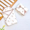 Chăn ủ xô muslin lót nhung hạt đậu, mũ trùm đầu mềm cho bé sơ sinh mùa đông - 200k 5