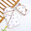 Chăn ủ xô muslin lót nhung hạt đậu, mũ trùm đầu mềm cho bé sơ sinh mùa đông - 200k 7