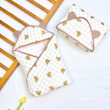 Chăn ủ xô muslin lót nhung hạt đậu, mũ trùm đầu mềm cho bé sơ sinh mùa đông - 200k 10 Chăn ủ xô muslin lót nhung hạt đậu, mũ trùm đầu mềm cho bé sơ sinh mùa đông - 200k 10