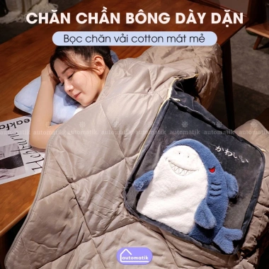Chăn Văn Phòng Automatik Gấp Gọn 2 trong 1 - Gối Tựa Lưng & Mền Bông Hoạt Hình 3D, Giá chỉ 209.000 VND 6