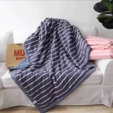 Chăn Văn Phòng Cotton Đũi Kẻ Mềm Mịn Cao Cấp Gấp Gọn Đa Năng 1m2x2m Giá 80k 4