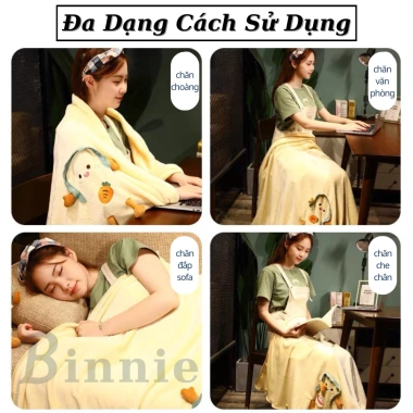Chăn Văn Phòng Hình Thú Dễ Thương Nhỏ Gọn 115x170cm Mềm Mại Cao Cấp Giảm Giá
