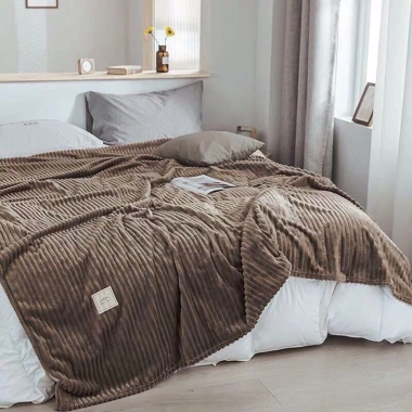 Chăn văn phòng nhung tuyết siêu nhẹ 2mx2m3 - Mền kẻ tăm rộng, giá ưu đãi 145.000 VND 4