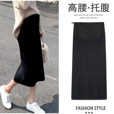 Chân váy bầu len co giãn, form suông bút chì, đáp bụng chun chỉnh CV22 - 125k