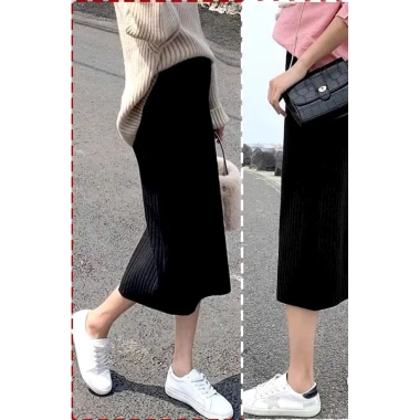 Chân váy bầu len co giãn, form suông bút chì, đáp bụng chun chỉnh CV22 - 125k