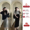 Chân váy bầu zip body suông bút chì qua gối thời trang, đáp bụng chun chỉnh - CV55 3