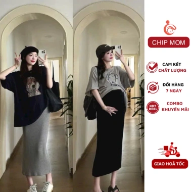 Chân váy bầu zip body suông bút chì qua gối thời trang, đáp bụng chun chỉnh - CV55 3 Chân váy bầu zip body suông bút chì qua gối thời trang, đáp bụng chun chỉnh - CV55 3