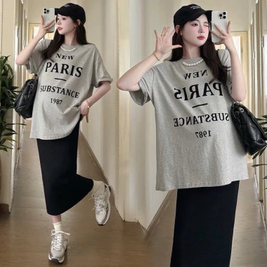 Chân váy bầu zip body suông bút chì qua gối thời trang, đáp bụng chun chỉnh - CV55