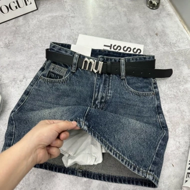Chân Váy Bò Jeans Nữ Họa Tiết Túi, Lót Trong, Dáng Ngắn Tôn Dáng + Belt - Giá 342.000 (Giá Gốc 430.920)