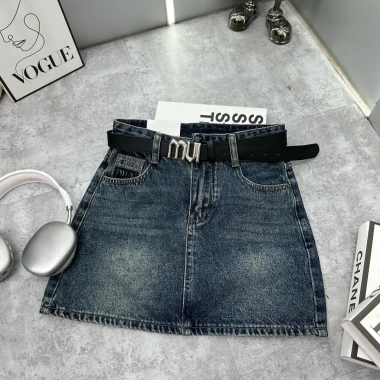 Chân Váy Bò Jeans Nữ Họa Tiết Túi, Lót Trong, Dáng Ngắn Tôn Dáng + Belt - Giá 342.000 (Giá Gốc 430.920)