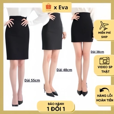 Chân Váy Body Đen Ôm, Váy Bút Chì Ngắn Umi Co Giãn 4 Chiều, Cạp Cao Xẻ Sau - 144k