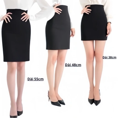 Chân Váy Body Đen Ôm, Váy Bút Chì Ngắn Umi Co Giãn 4 Chiều, Cạp Cao Xẻ Sau - 144k