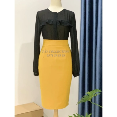 Chân váy bút chì 2 lớp dài 60cm, túi giấu trong - TÂY COLLECTION chỉ 189.000₫