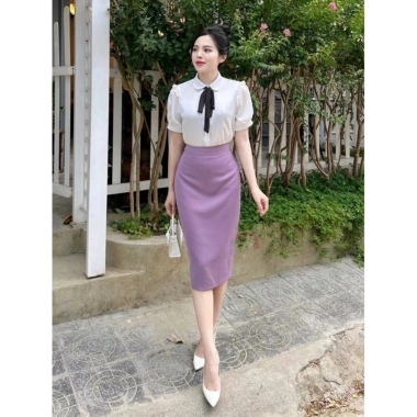 Chân Váy Bút Chì 2 lớp dài qua gối 70cm, sẻ tà công sở nữ, 70-2, giá 158.400₫