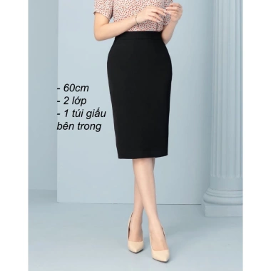 Chân váy bút chì 2 lớp lưng cao Tây Collection - 45‑80cm, co giãn ít, bigsize, giảm còn 205k