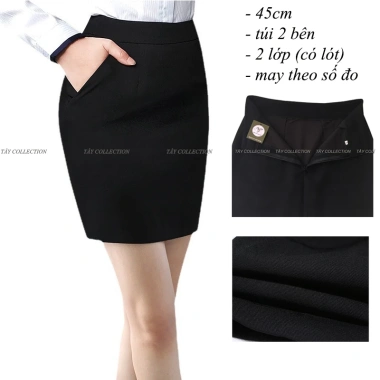 Chân váy bút chì 2 lớp lưng cao Tây Collection - 45‑80cm, co giãn ít, bigsize, giảm còn 205k