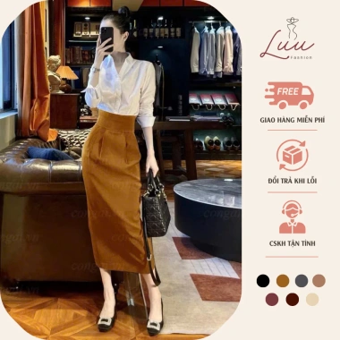 Chân Váy Bút Chì BAGGY che bụng dài 85cm hack chiều cao B85 thời trang công sở - Giá 186.000₫