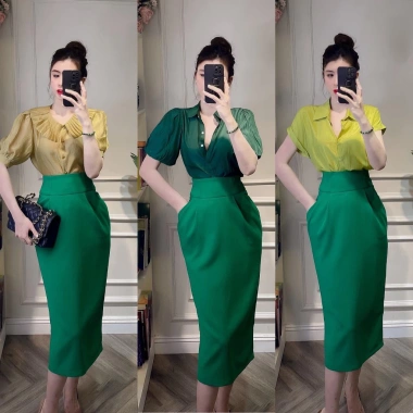 Chân váy bút chì BOM cạp to lưng cao dài 75cm, dáng dìa qua gối, có túi lót Susuclothing