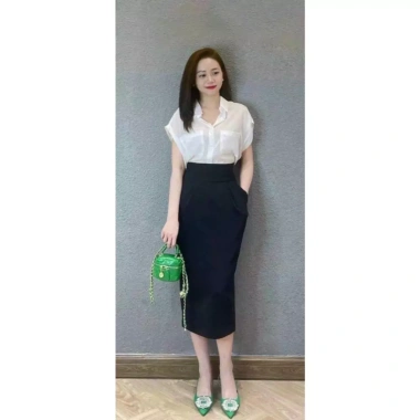 Chân váy bút chì BOM cạp to lưng cao dài 75cm, dáng dìa qua gối, có túi lót Susuclothing