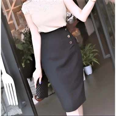Chân Váy Bút Chì Công Sở 60cm Phối Cúc - chất liệu umi CV50, giảm còn 155.000₫