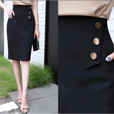 Chân Váy Bút Chì Công Sở 60cm Phối Cúc - chất liệu umi CV50, giảm còn 155.000₫