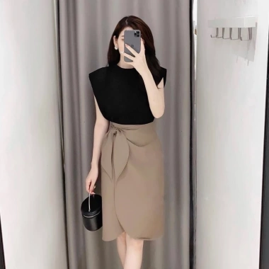Chân váy bút chì công sở Bảo Khánh Shop - Thắt nơ, vạt bầu cong, giảm còn 165k