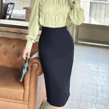 Chân váy bút chì công sở basic ôm body dài 2 lớp, lót xẻ sau, khóa kéo BC68 - Giá ưu đãi 195k