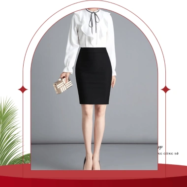 Chân váy bút chì công sở dài 55cm, thiết kế sẻ sau trên gối, giảm giá 185k