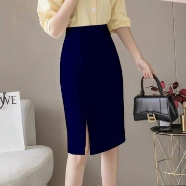 Chân váy bút chì công sở dài, đính 4 cúc bọc vải phong cách Hàn Quốc - Giá chỉ 163k 4