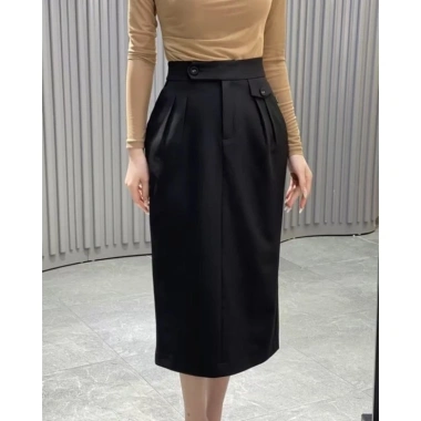 Chân váy bút chì công sở HINSTORE - bom cúc bọc chất tuyết mưa, giảm còn 178.000₫