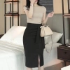 Chân váy bút chì công sở sẻ đùi phối dây 2 lớp dài 65cm siêu xinh 180k 2