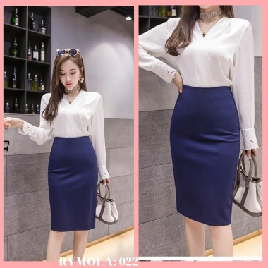 Chân Váy Bút Chì Công Sở Xanh Molá Cạp Cao Dài 55cm - Giá 210.000₫ Giảm 30% 9